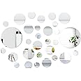 SelfTek 30 Pcs Circle Mirror Wall Decor Stickers, Acrylic Round Mirror Decals Removable Adhesive Wall Decals Peel and Stick for DIY Home Art Room Bedroom Background Decoration