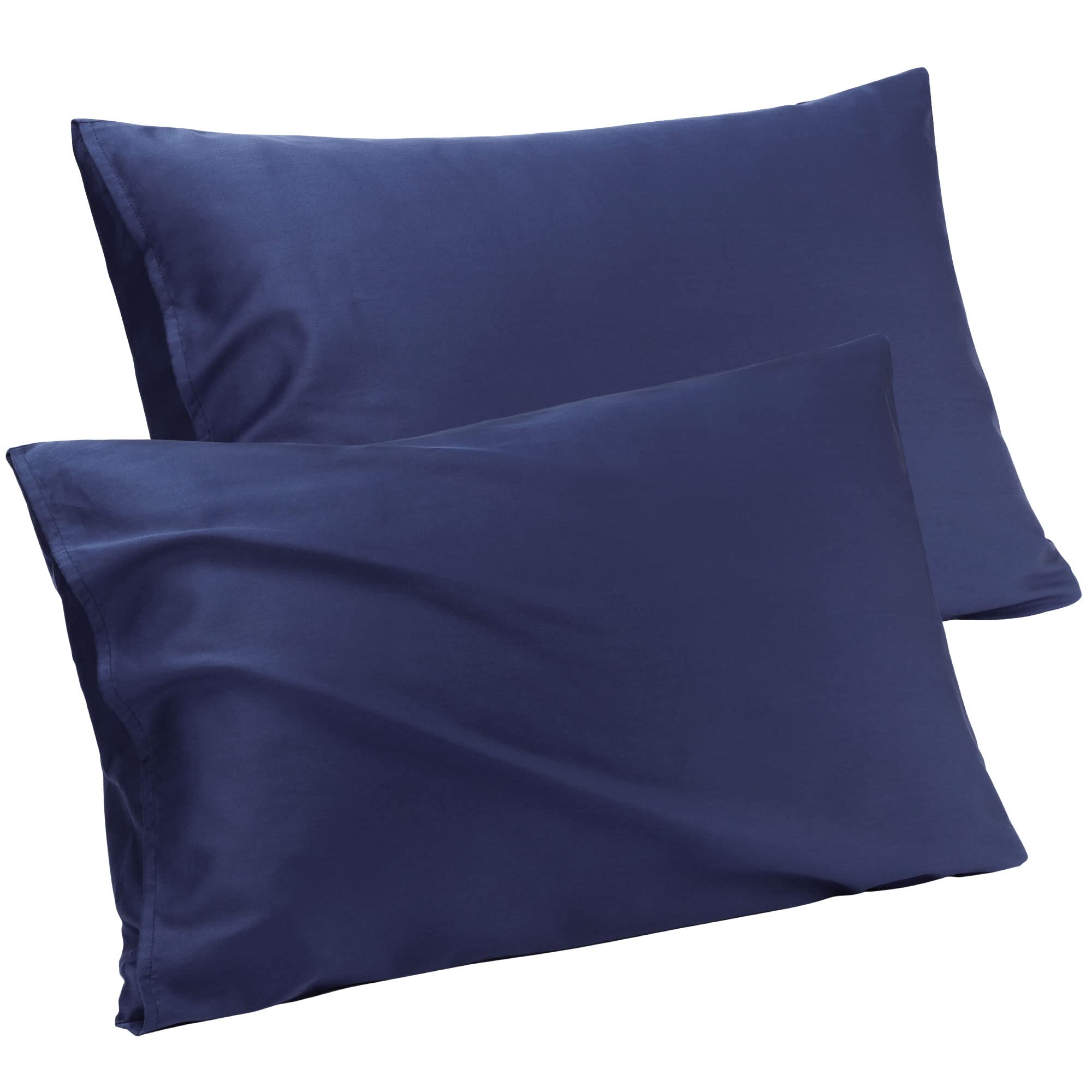 PiccoCasa 100% Cotton Pillowcases 2 Pack, Soft and Breathable Egyptian Cotton Pillow Cases with Envelope Closure Bedroom Modern Hotel Bed Pillow Cases Navy Blue 50 x 65cm