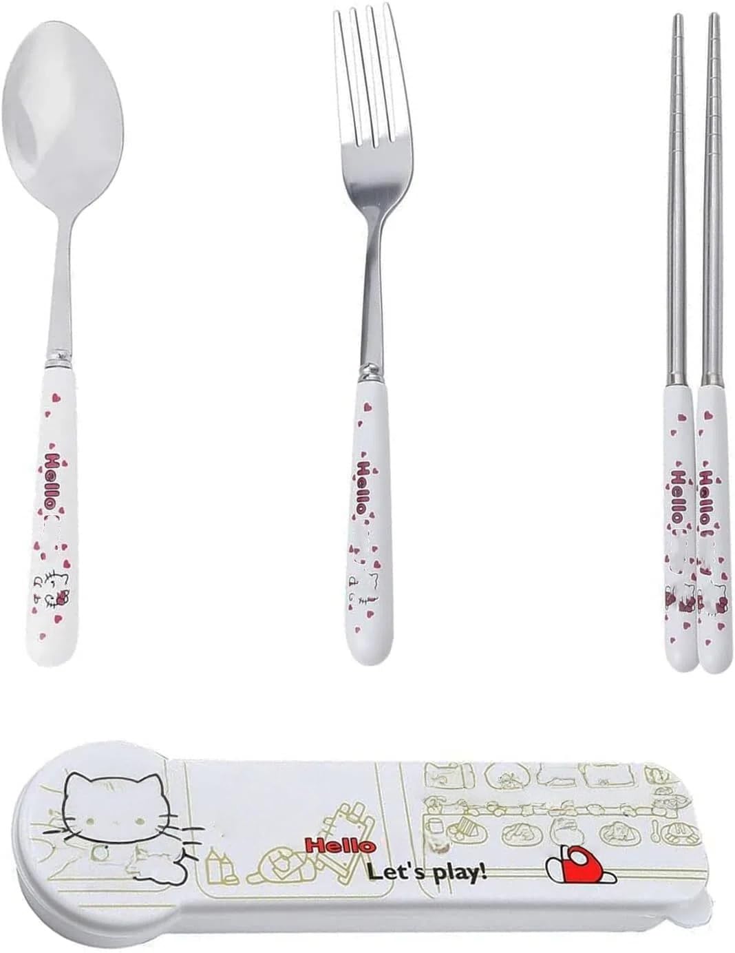 Photo 1 of Portable Stainless Steel Flatware Set, 3 Pack Reusable Travel Utensils Dinnerware Set with Case, Camping Cutlery Set, Chopsticks Fork Spoon Tableware