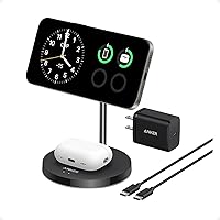 Anker MagSafe Compatible MagGo Charger Stand, iPhone 16 Wireless Charger, 2-in-1 Charging Station, Qi2 Certified 15W Max Char