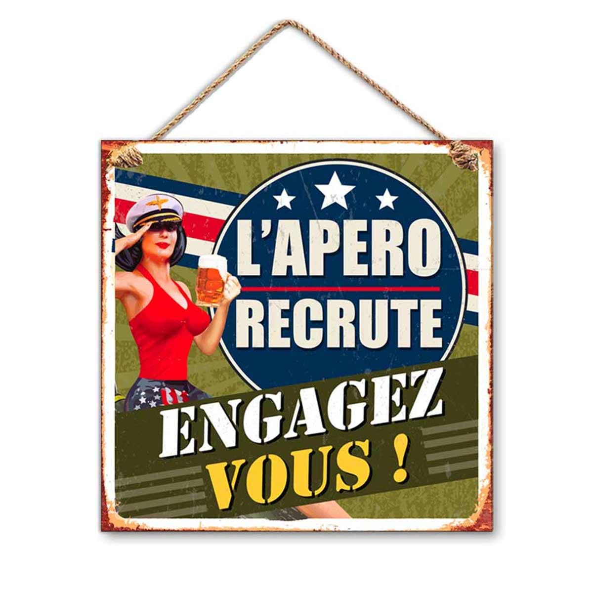 Rétro Decorative Metal Sign 20 x 20 cm L'Apero recrute Engagez Vous