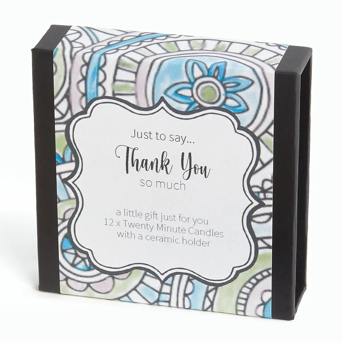 Just to say... Thank You (wrap). 12 x Twenty Minute Candles with a Ceramic Holder for Relaxation, Meditation, Mindfulness and Well-Being