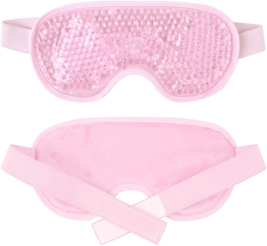 County Aqua Peas Cooling Gel Eye Mask - Cool/Warm Therapy - Perfect for Insomnia Puffy Eyes & Dark Circles (Pink) - Image 3
