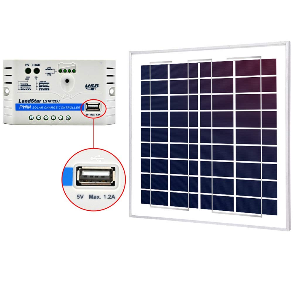 Acopower 15w 12v Solar Charger Kit 15 Watts Polycrystalline Solar Panel With 10a Pwm Charge Controller - 