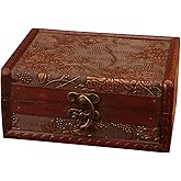 JOONOR Wooden Treasure Box- Treasure Chest for Trinkets,Taro Cards,Presents and Home Decoration,Vintage Wooden Keepsake Case Trinket Box Jewelry Storage,Color#2