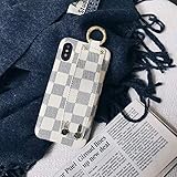 Boozuk iPhone X/Xs Case with Holder, Luxury Monogram PU Leather & TPU 2 in 1 Classic Style Shockproof Handheld Case for Apple iPhone X/Xs, 5.8