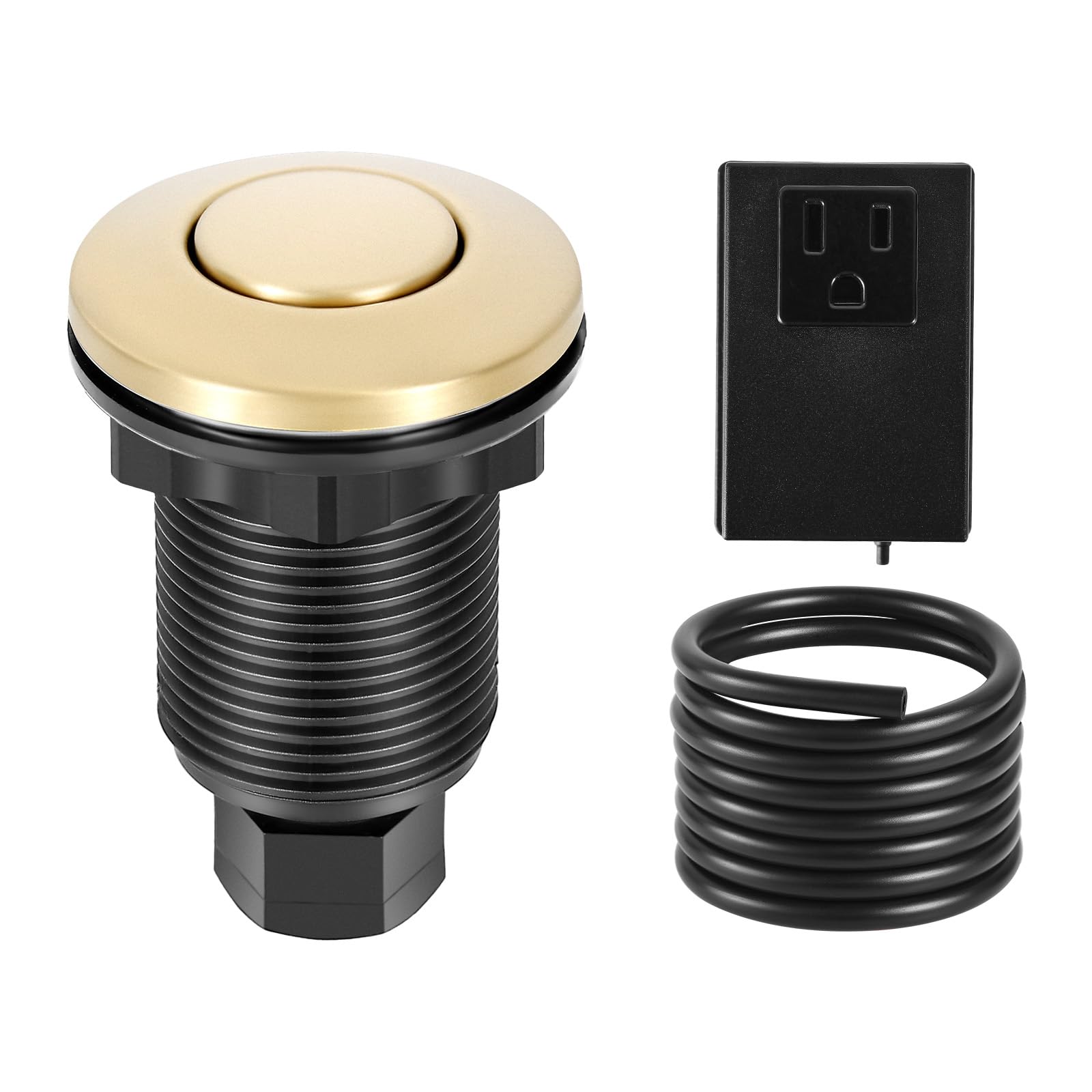 Photo 1 of VEVOR Garbage Disposal Air Switch Kit, 2.5" Sink Top Air Switch for Food Waste Disposal, Brushed Gold Stainless Steel ON/OFF Air Button for Waste Disposer - Suitable for Stainless Steel Countertops