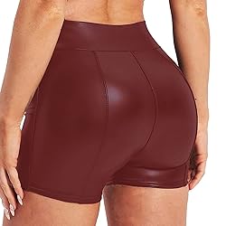 Tulucky Women's Flexible Club Faux Leather Shorts