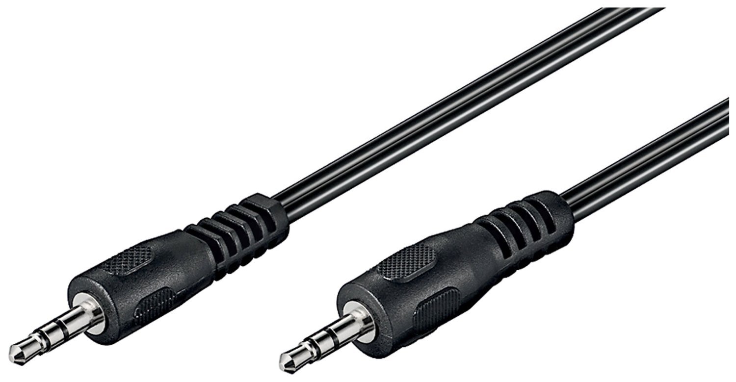 Goobay 50019 AUX Audio Connector Cable, 3.5 mm Stereo; Flat Cable, Black, 1.5 m Cable Length