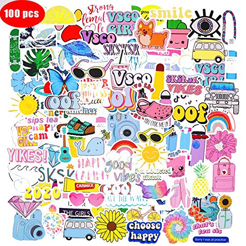 JOINBO 100 Pcs Not Repeating The Stylish Fresh Cute Waterproof Vsco Stickers, which is a Must-Have Material for Vsco Girls, Suitable for Tablets, Skateboards, Mobile Phones, Kettles, Luggage, Outdoor - Thumbnail 7