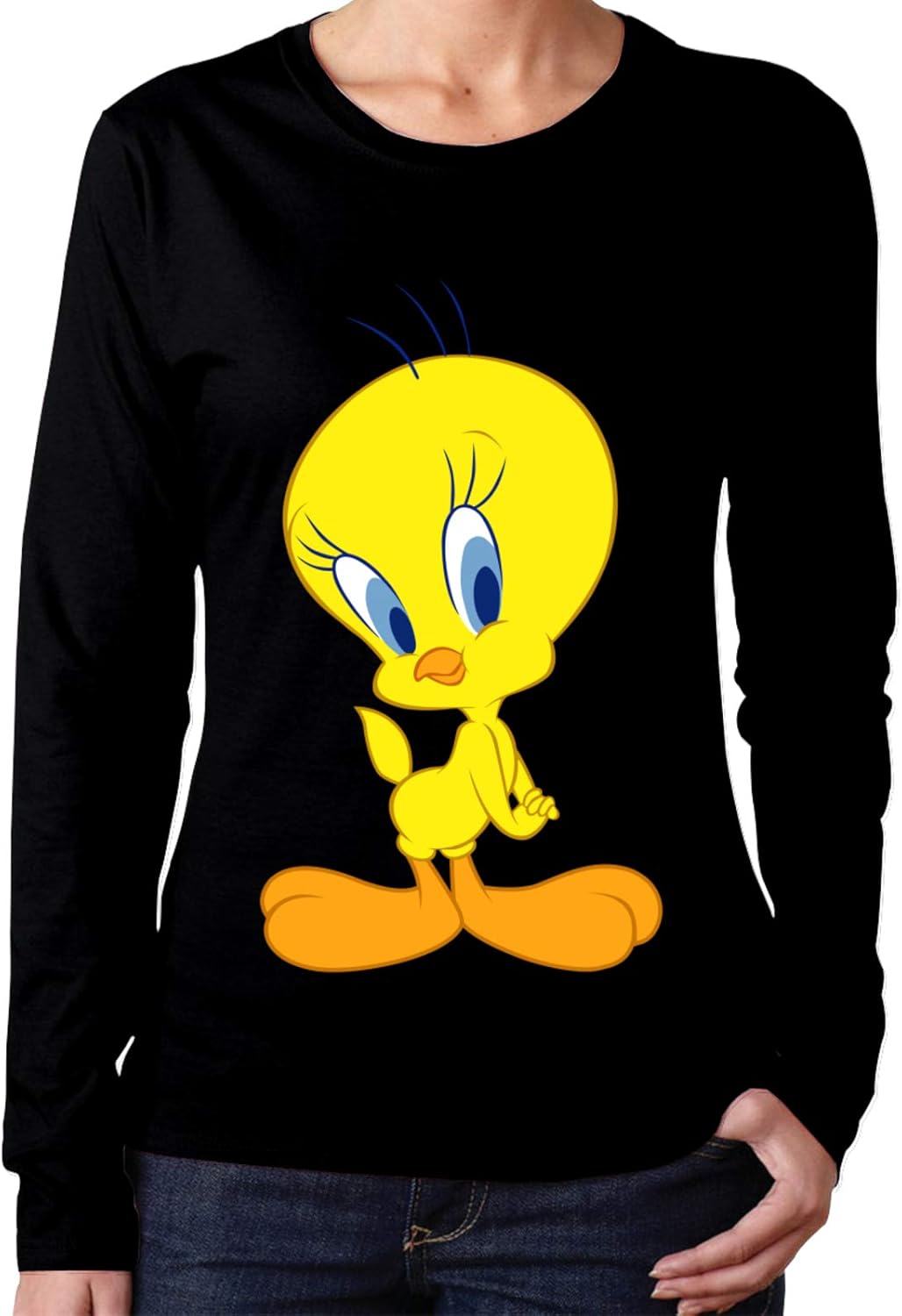 Tweety Bird Women Female Long Sleeve Tees T Shirt Crew Neck Amazon.fr