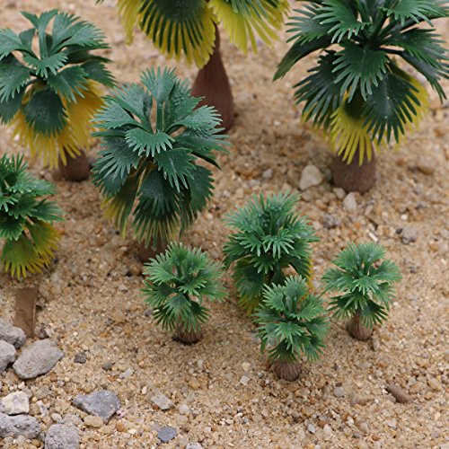 NUOLUX 15pcs Model Train Palm Trees 5 Size Tropical Forest Landscape Scale N Z 1:100-1:300 - Thumbnail 6