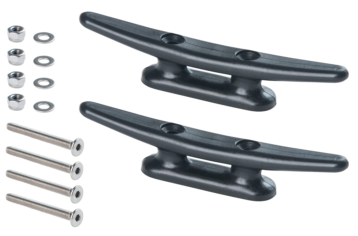 New Marine 2 nylon cleats including V4A screws (black, 100 mm).