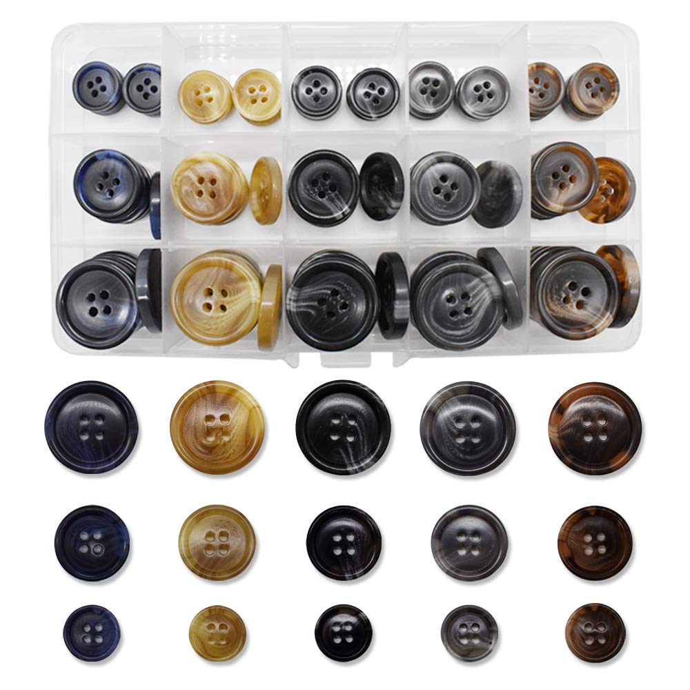 Photo 1 of 90Pcs Faux Buffalo Horn Suit Coats Buttons 5 Color 3 Size (15MM, 20MM, 25MM) for Jacket Sleeves and Pants Sport Coat Uniform by Renashed (5 Color)