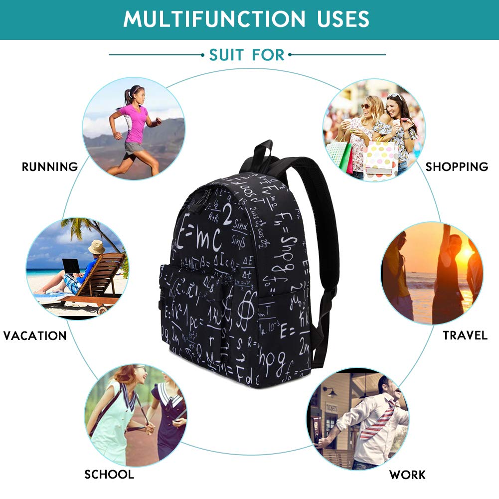 TUONROAD 3D Printed Backpack School Bag Stylish Laptop Daypack Travel Bag Unisex Formula Pattern Children Schoolbag Bookbag