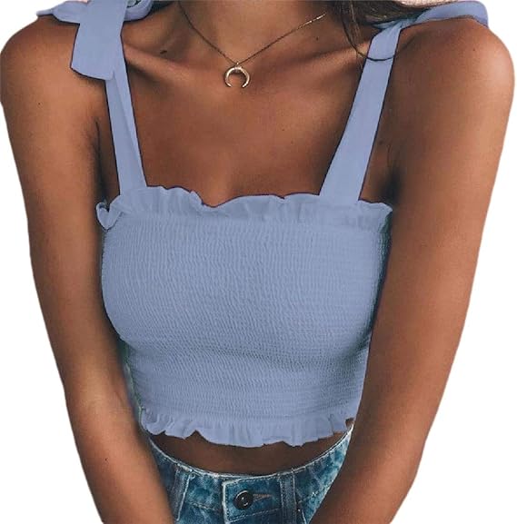 smocked tie shoulder top