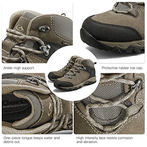 Clorts Men's Classic Hiking Boots Waterproof Suede Leather Lightweight Hiking Shoes Brown US Men Size 11 Medium Width
