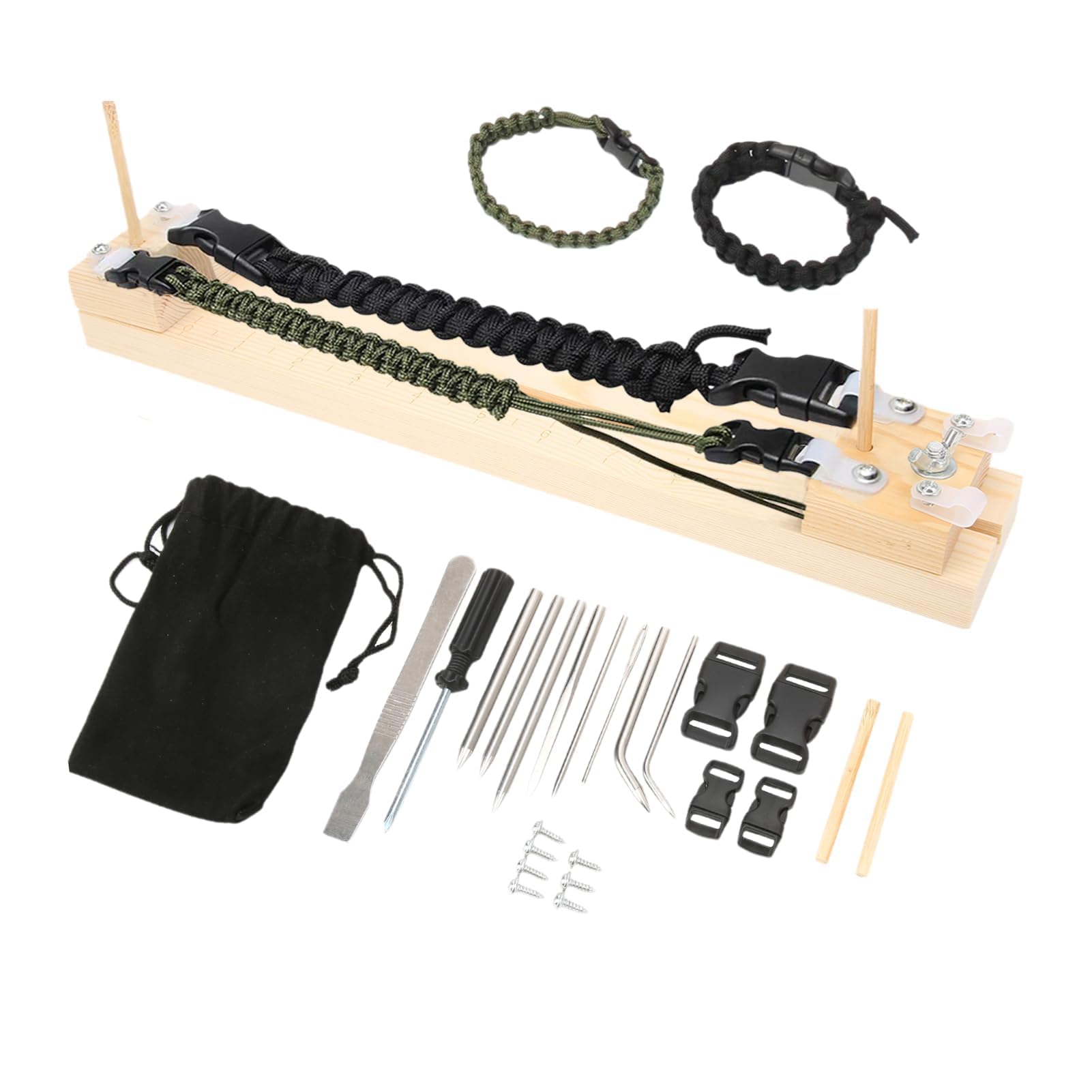 Jwthee Paracord Jig Wood, Adjustable Paracord Jig Bracelet Maker, Wood Bracelet Jig Hand Knitting Wristband Jig