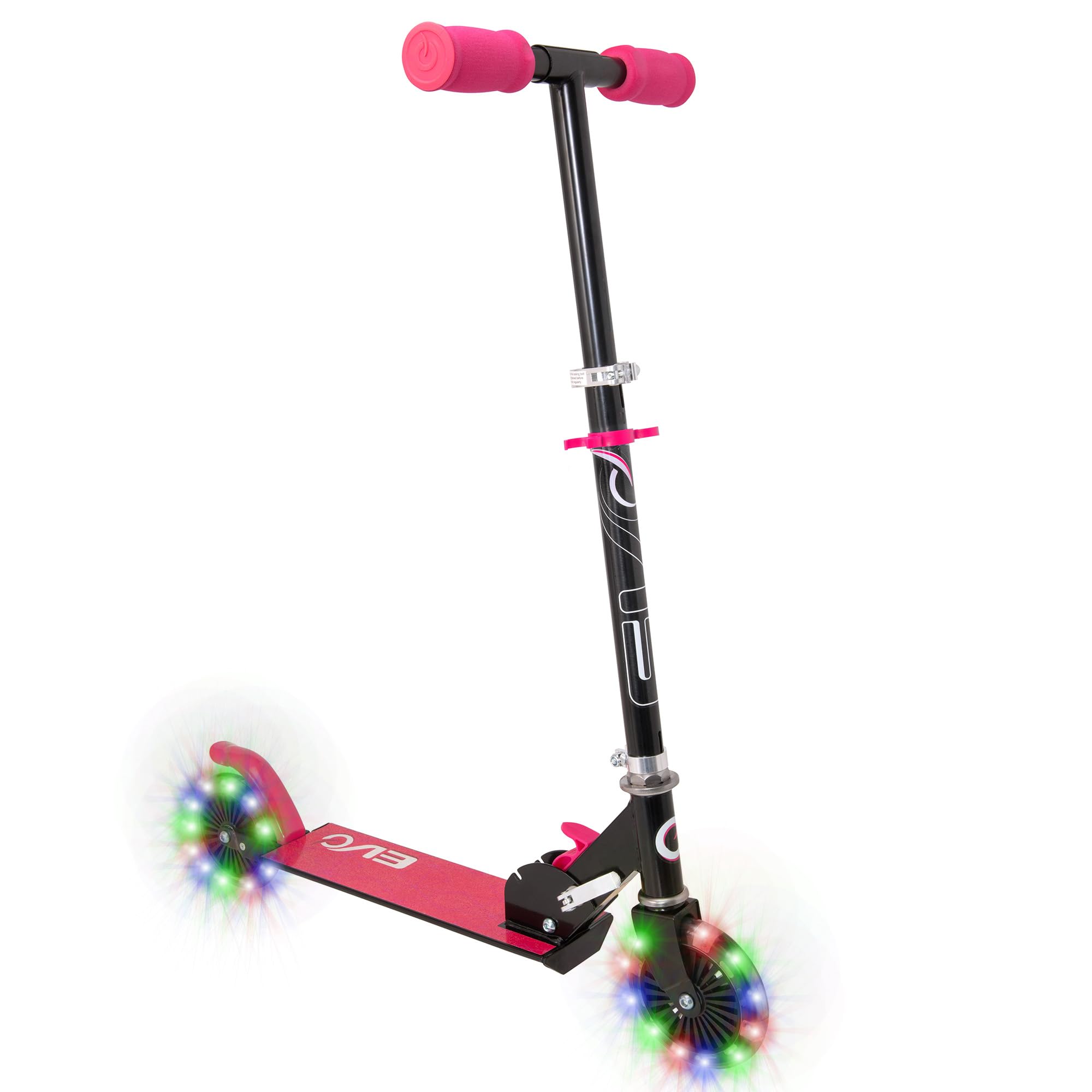 EVO Light-Up Inline Scooter for Kids Ages 5–12 | Foldable 2-Wheel Kick Ride with LED Wheels & Adjustable Handlebar | Lightweight Push Scooter for Boys & Girls