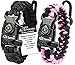 Paracord Bracelet K2-Peak – Survival Bracelets with Embedded Compass Whistle EDC Hiking Gear- Camping Gear Survival Gear Emergency Kit (Black/Pink Adjustable)
