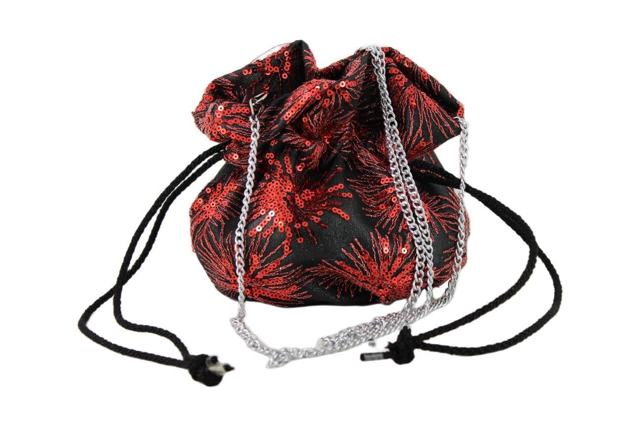 LONI Fantasy Suede Velvet Drawstring Clutch Shoulder Bag