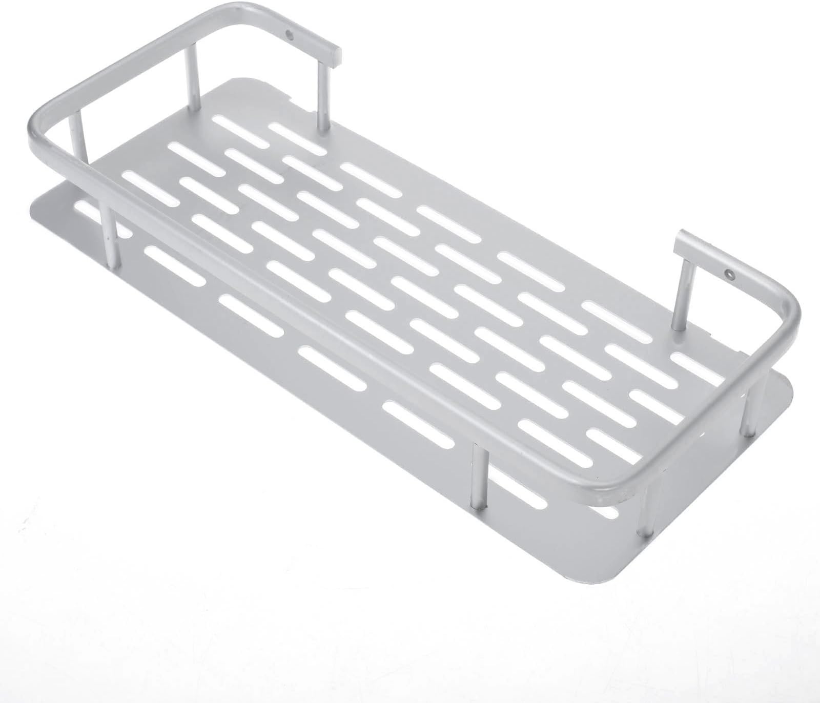 Single Tier Rectangle Bath Rack Space Aluminum Bathroom Shelf Bath Shampoo Towel Basket Rack Wall Mounted Isp