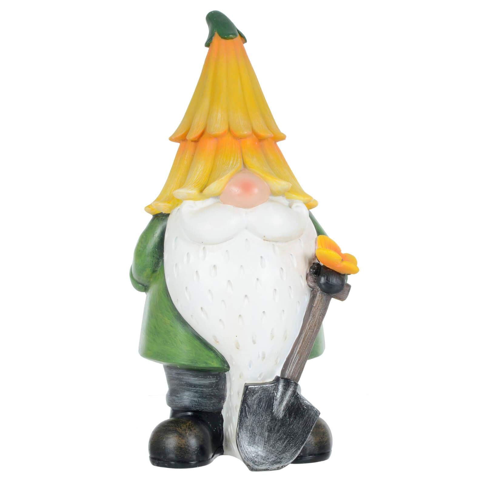 Garden Gnome Ornament Novelty Resin Standing Figure Patio Outdoor - Yellow Hat