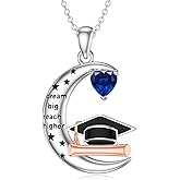 Shusukue Graduation Gifts for Her Class of 2025 Graduation Necklace 925 Sterling Silver Birthstone Bachelor Cap Pendant High School College Graduation Jewelry for Women Men