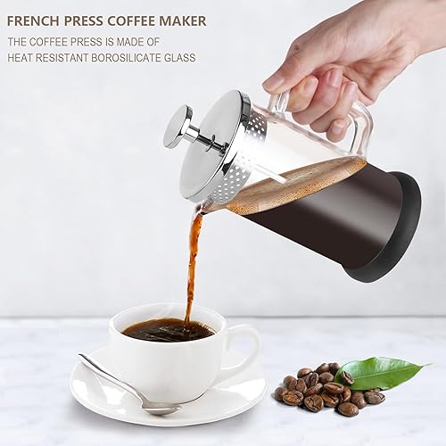 Nukeekee Mini French Press Coffee Maker-304 Stainless Steel