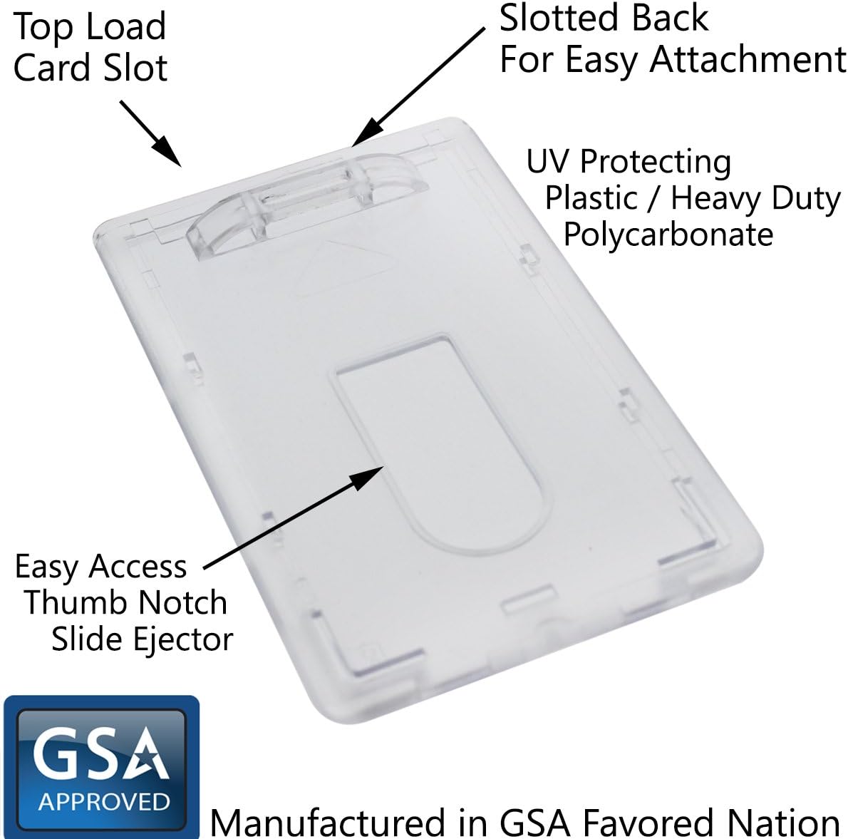 Specialist ID, Slim Heavy Duty Badge Holders, Hard Plastic Polycarbonate (Holds 1 Card) Rigid Top Load Single Card Case - Image 3
