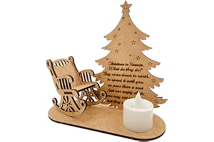 RNEMITE-AMO Christmas Remembrance Candle Ornament to Remember Loved Ones, Christmas in Heaven Memorial Ornament Mini Wooden Rocking Chair with Meaningful Tag Sign Night Lamp Candle