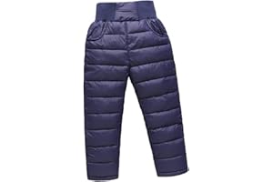 JELEUON Little Boys Girls Winter Warm Puffer Down Windproof High Waist Elastic Snow Pants Ski Bib Pants
