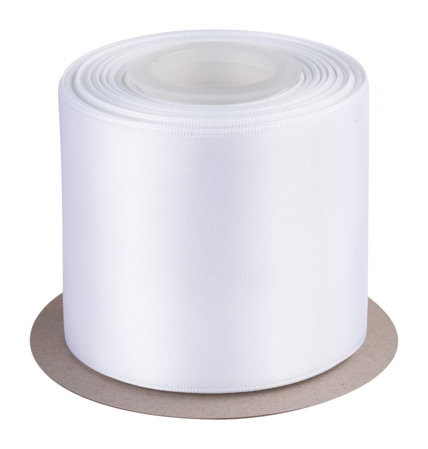 Double Faced Satin Ribbon, 75mm X 22M, Solid Polyester Craft Ribbon, Perfect for Gift Wrapping, Crafts, Wedding Party Ceremony Decoration, Floral Arrangement, Sewing (White)