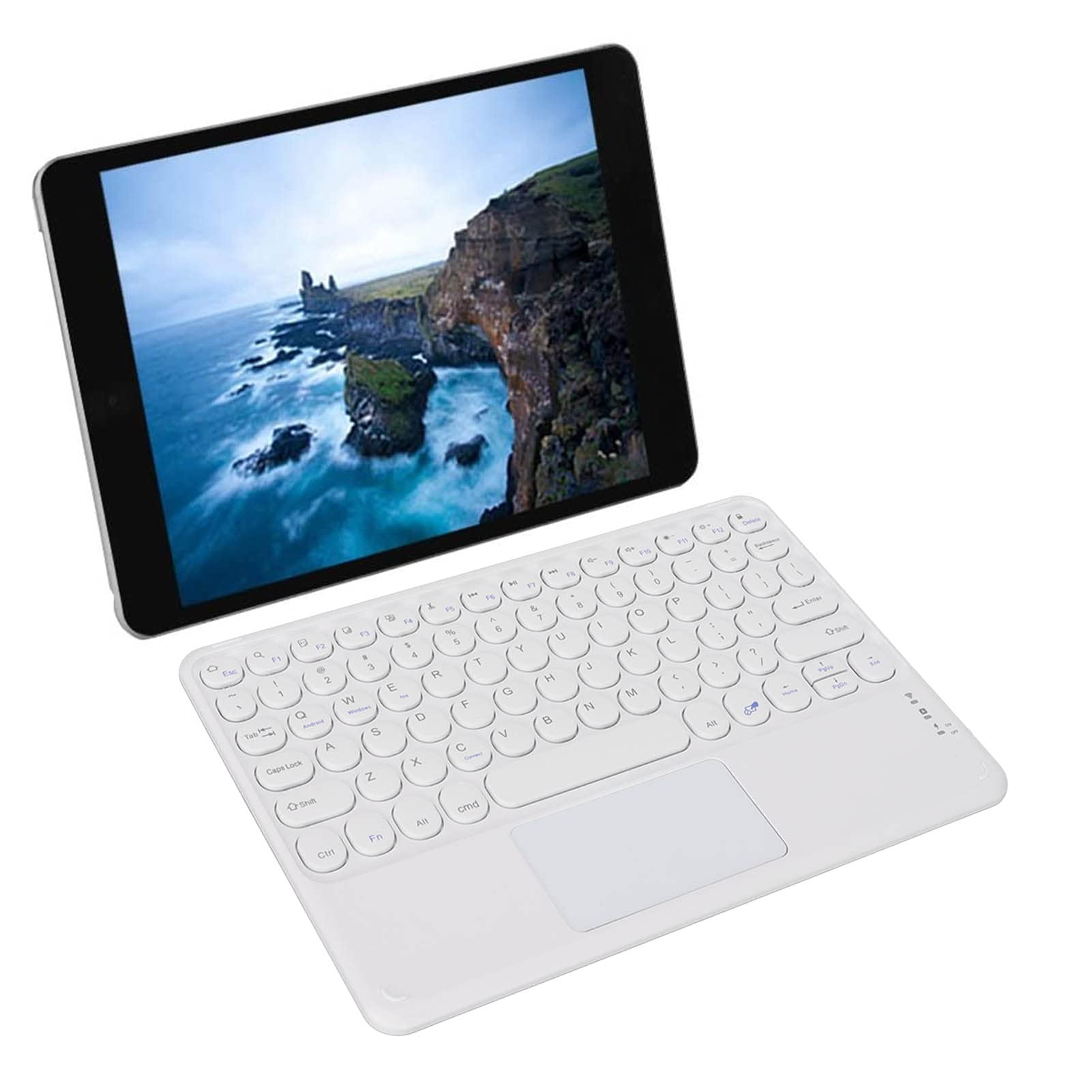 Wireless Keyboard, Bluetooth Multifunctional Quiet 10inch Touchpad Keypad, Ultra Thin Waterproof Lightweight Portable, for Smartphones, Tablets, Laptops, Desktop Computers, for Travel, Business(White)