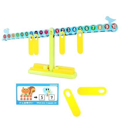 SainSmart Jr. T-Shaped Math Nombre Balance Scale, 20 Poids 10G, avec l'apprentissage Livre, cartes d'apprentissage, papier test
