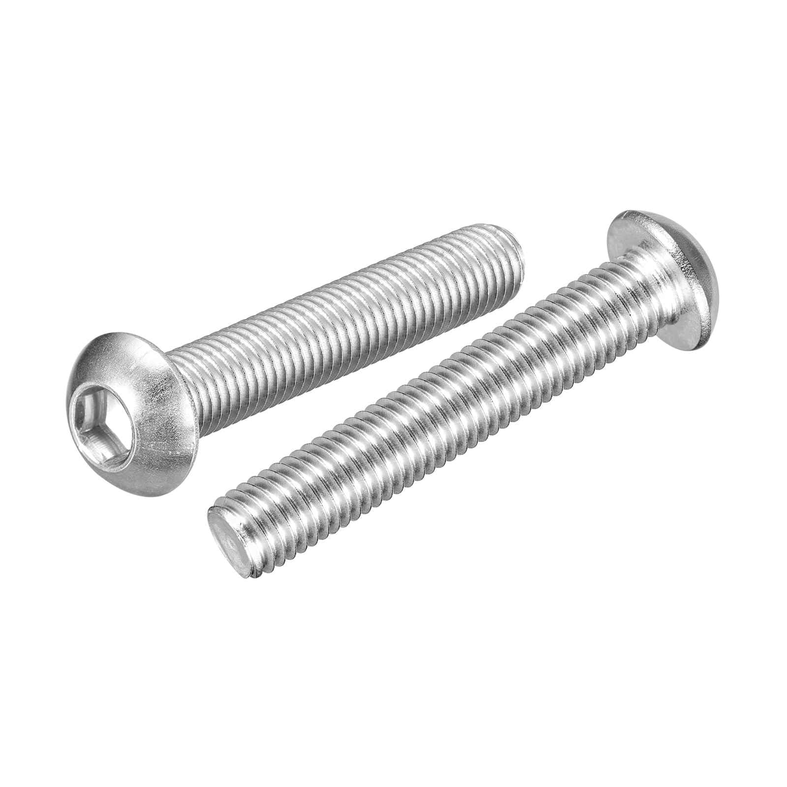 DTGN M12-1.75x65mm Button Head Socket Cap Screws - 2Pack - Good for Road Bicycle, Mountain Bike, Auto, Motorcycle - 304 Stainless Steel Whitewashed - Hex Socket Drive Fasteners
