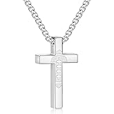 P. BLAKE Football Cross Necklace for Boys Kids Men, Stainless Steel Cross Pendant Chain 16/18/20/22/24 Inches Football Accessories Easter Religious Christian Sports Jewelry Gifts