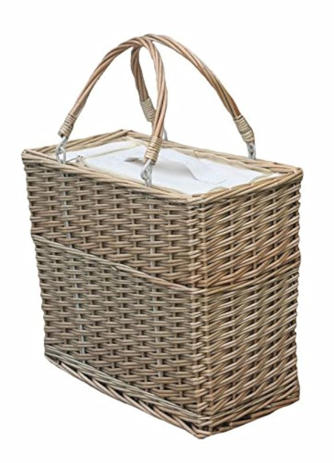 FH015 Antique Effect Wicker Cooler Picnic Basket Brown 37 x 42 x 21cm