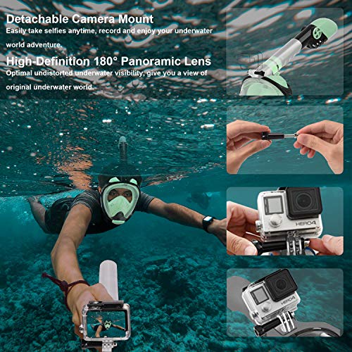 Letsport Upgraded Full Face Snorkel Mask for Adults Kids, Anti-Leak Anti-Fog Snorkeling Mask with Latest Dry Top System, Detachable Camera Mount, Earplug, Folding 180 Degree Panoramic View Diving Mask