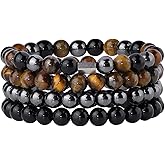 Fengling 4 PCS Beaded Crystal Bracelet for Women 8mm Natural Gemstones Handmade Bracelet for Girls Healing Stretch Bracelets Crystal Jewelry for Women Gifts