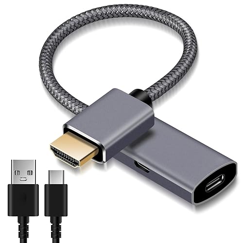 HDMI Male to USB-C Female Cable Adapter with USB C Power Cable,Uni