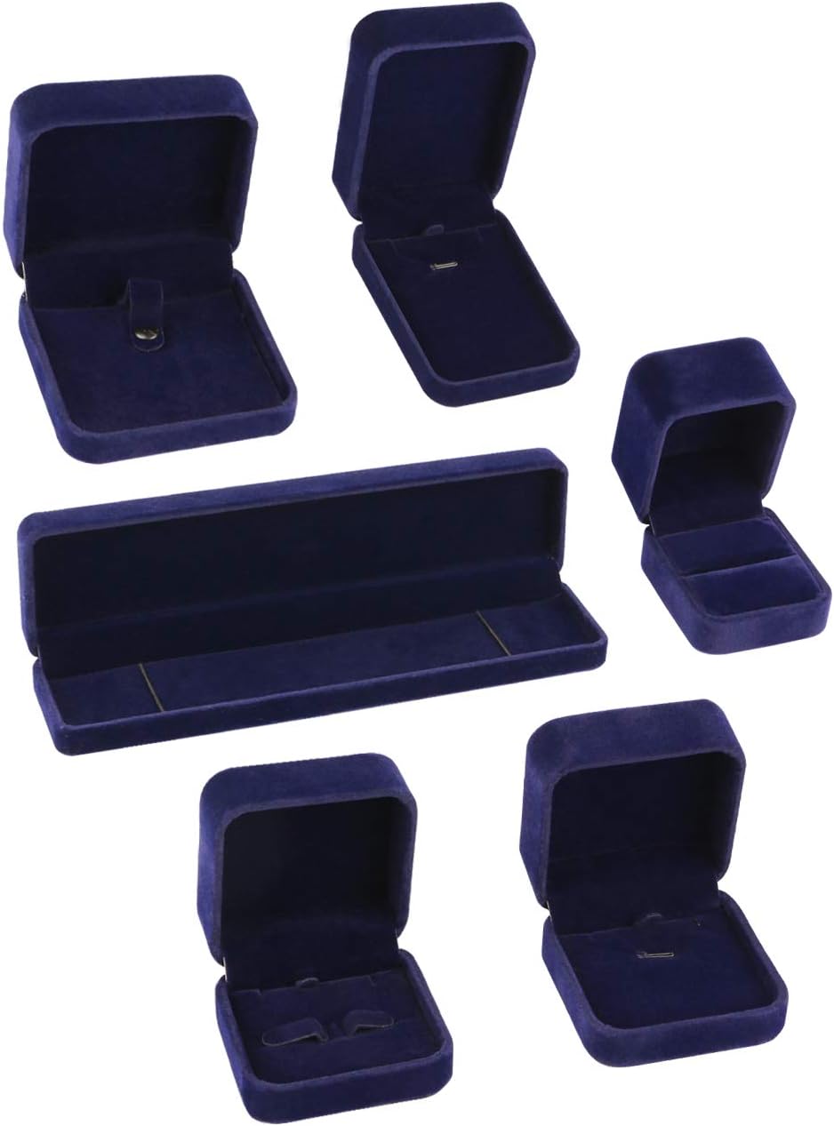 Sdootjewelry Velvet Jewelry Boxes, 6 Pieces Jewelry Gift Box Set Jewelry Boxes for Necklace Bracelet Bangle Earring Ring, Blue …