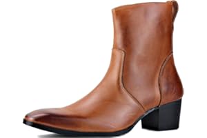 COWSDELLA Dress Boot for Men Heels Casual Chelsea Combat Ankle Chukka Boots Zipper Black JY002