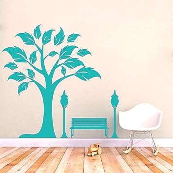 Vinyl Wandaufkleber Muraux Schone Park Tree Bench Muster Wandtattoo Wohnzimmer Esszimmer Wandaufkleber Dekor J 120 120 Cm Amazon De Baumarkt