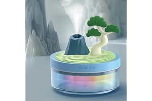 CERROTA Cute Mini Humidifier, 320ml Pine Tree Desktop Humidifiers for Bedroom, Portable Small Cool Mist Humidification for Home, Baby Nursery, Office & Indoor Plants, USB Powered