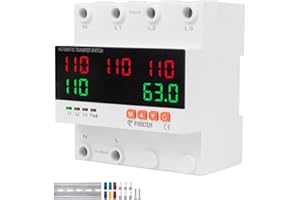 PJERJZN Automatic Transfer Switch - 110V/240V 63A Adjustable Circuit Breaker Overcurrent Overvoltage Undervoltage Protection Low Voltage Cutoff Between Utility Power Generator Inverter(4P 63A)