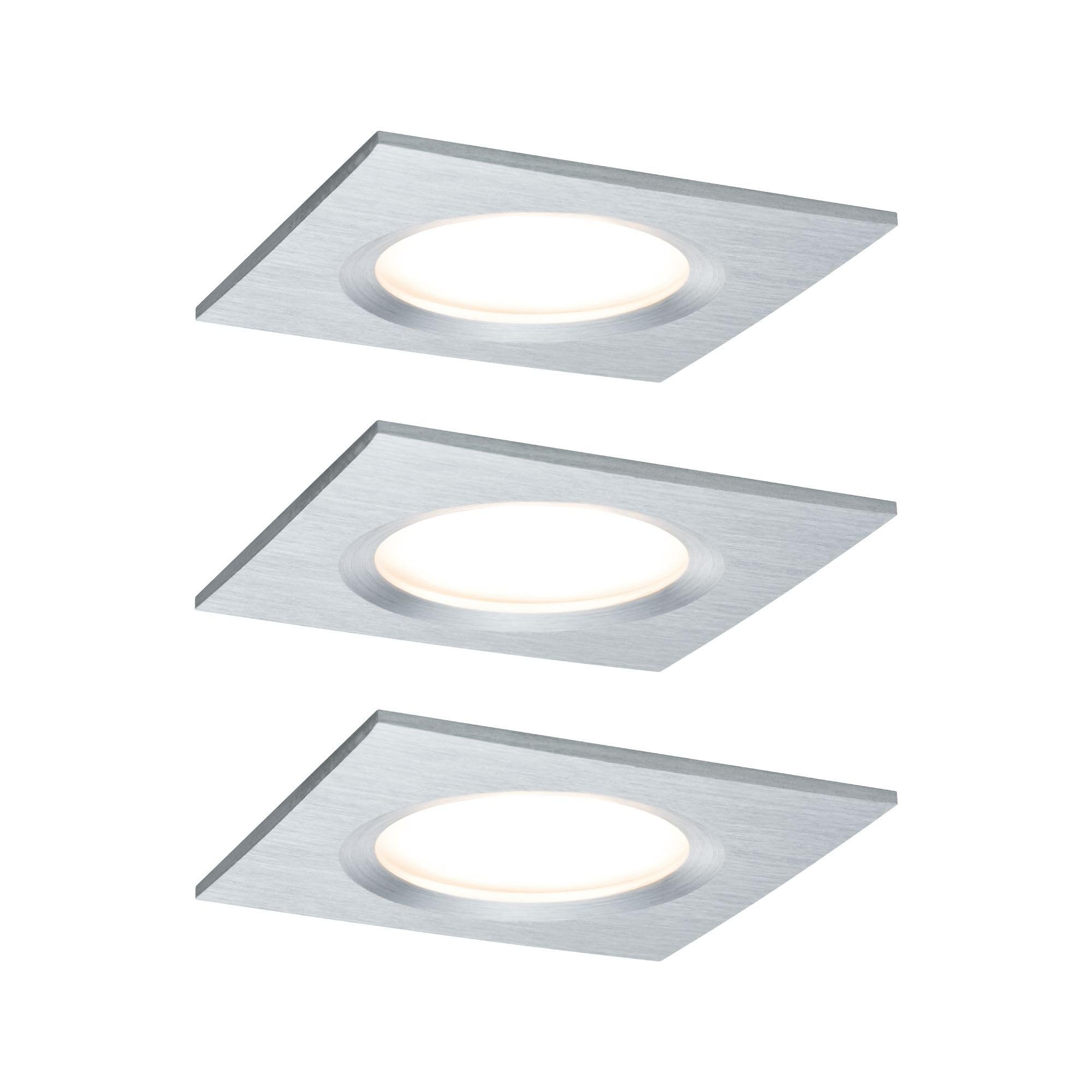 Paulmann 93895 Premium RL Set Coin Slim dim sq Rigid LED 3x6.8W 2700K 230V 51mm alu Turned/al, 7,8 x 7,8 x 4,5 cm