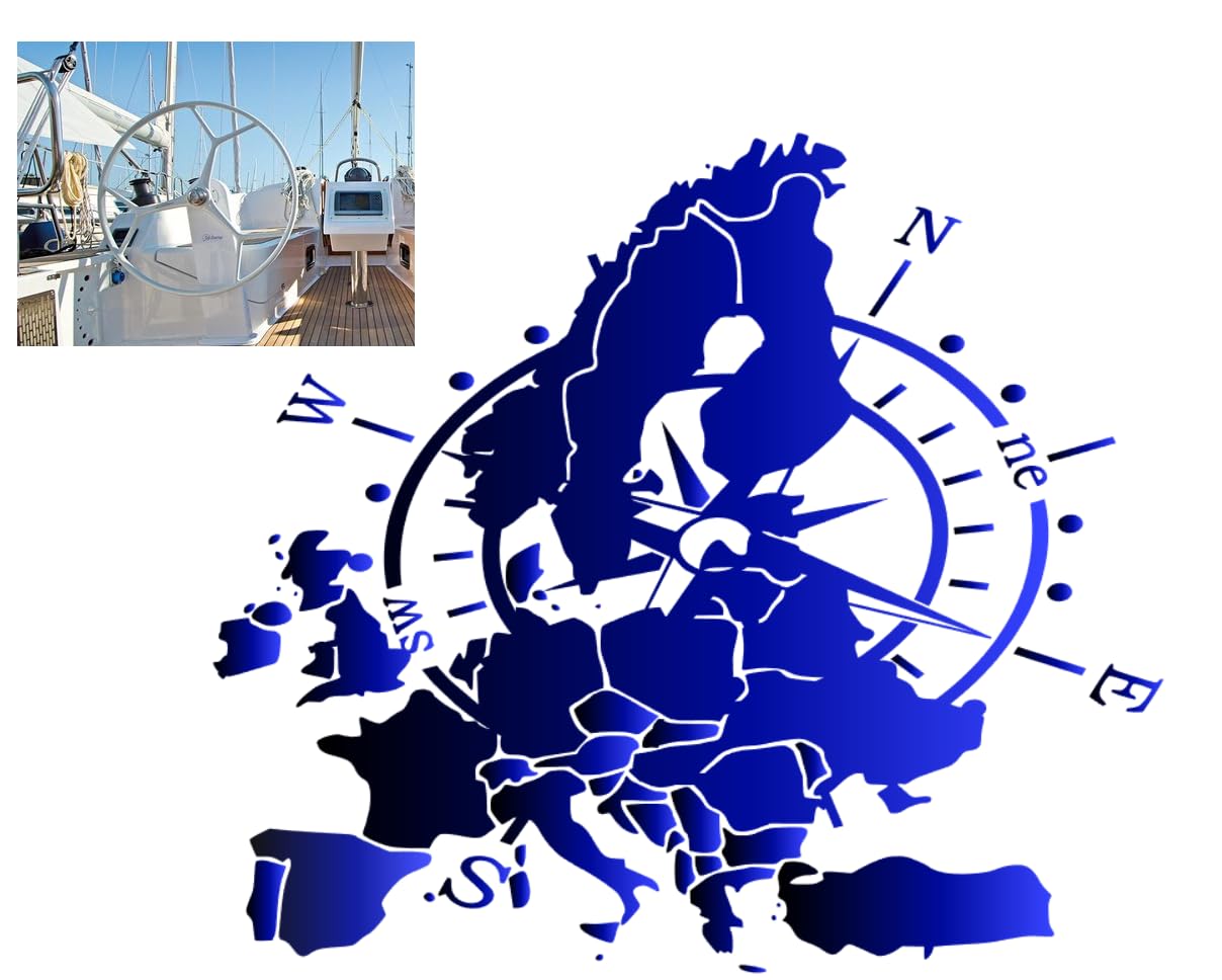 Compass Sticker for Outdoor and Indoor (RPt 53) (9 cm, Blue 13/2)