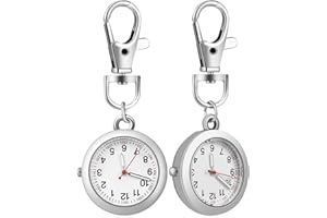 NUOBESTY Clip on Nurse Watch with Luminous Hands Portable Hanging Fob Keychain Pocket Watch for Medical Staff Accurate Quartz