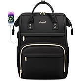 LOVEVOOK Laptop Backpack,15.6 Inch Professional Womens Purse Computer Bag Nurse Teacher Backpack,Waterproof College Work Bags Carry on Travel Back Pack with USB Port,Black